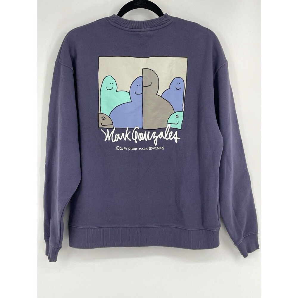 Mark Gonzales SK8 Purple Graphic Crewneck Sweatshirt Size M Y2K Skater Art